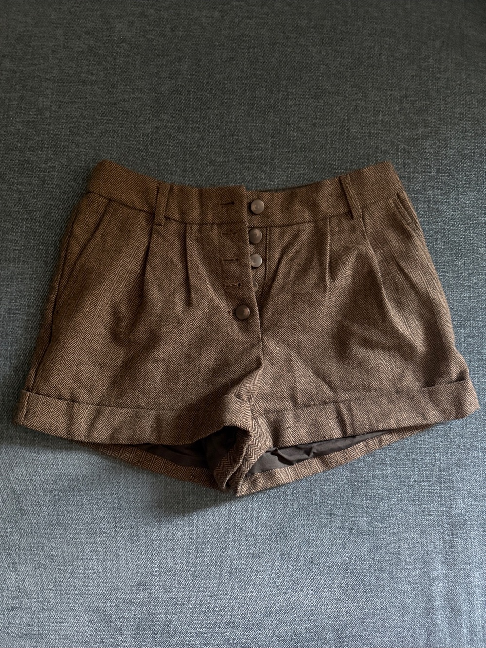 Christian Lacroix Brown High-Waist Button-Front Shorts